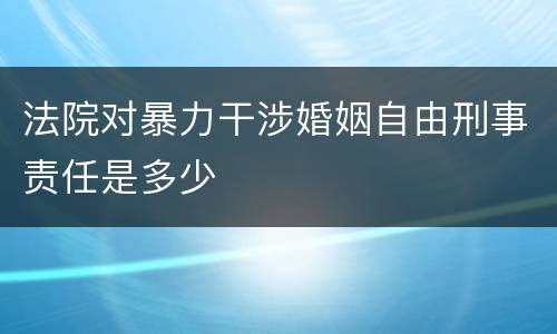 法院对暴力干涉婚姻自由刑事责任是多少
