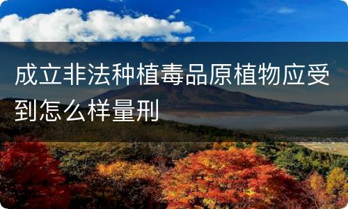 成立非法种植毒品原植物应受到怎么样量刑