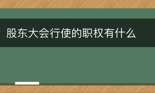 股东大会行使的职权有什么
