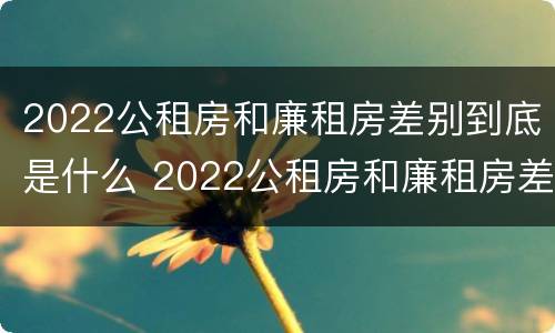 2022公租房和廉租房差别到底是什么 2022公租房和廉租房差别到底是什么意思
