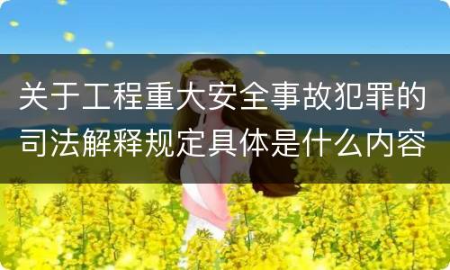 关于工程重大安全事故犯罪的司法解释规定具体是什么内容