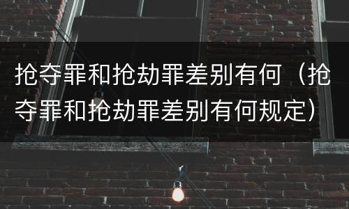 抢夺罪和抢劫罪差别有何（抢夺罪和抢劫罪差别有何规定）