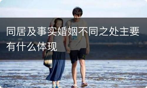 同居及事实婚姻不同之处主要有什么体现