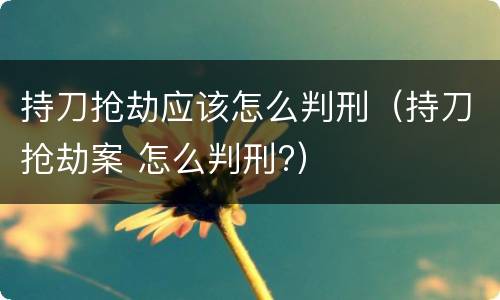 持刀抢劫应该怎么判刑（持刀抢劫案 怎么判刑?）