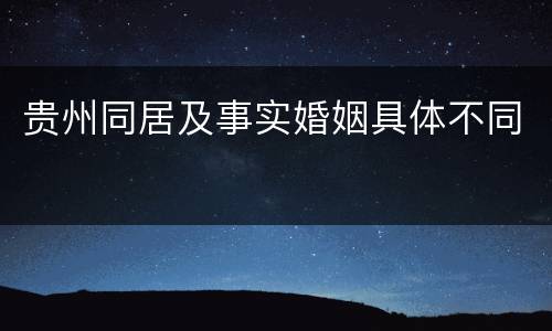 贵州同居及事实婚姻具体不同