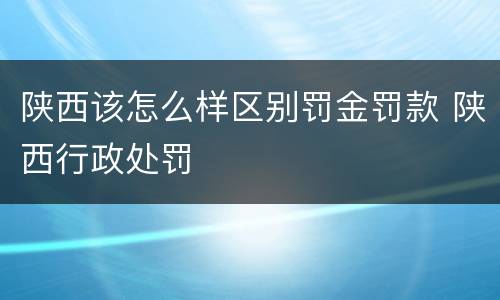 陕西该怎么样区别罚金罚款 陕西行政处罚