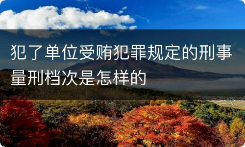 犯了单位受贿犯罪规定的刑事量刑档次是怎样的