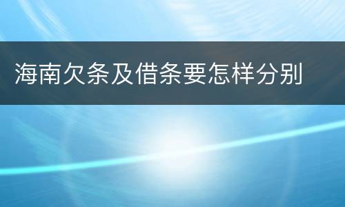 海南欠条及借条要怎样分别