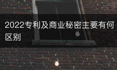 2022专利及商业秘密主要有何区别