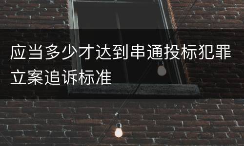 应当多少才达到串通投标犯罪立案追诉标准