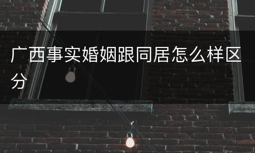 广西事实婚姻跟同居怎么样区分