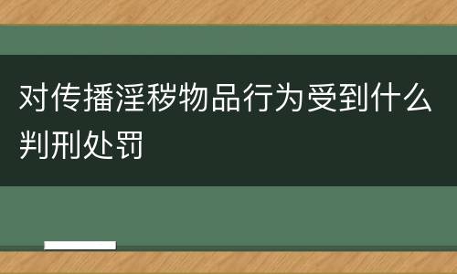 对传播淫秽物品行为受到什么判刑处罚