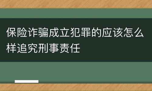 保险诈骗成立犯罪的应该怎么样追究刑事责任