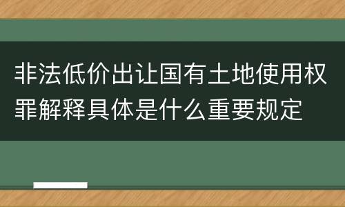 非法低价出让国有土地使用权罪解释具体是什么重要规定