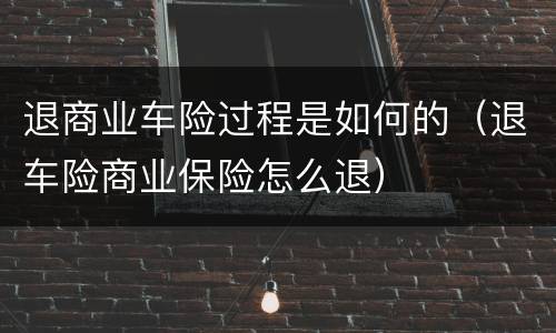 退商业车险过程是如何的（退车险商业保险怎么退）