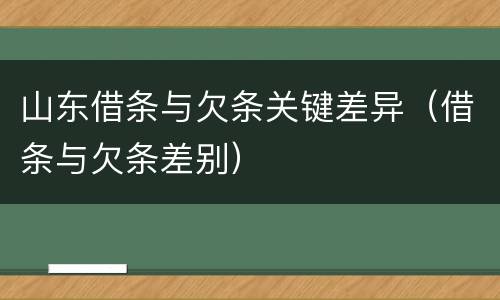 山东借条与欠条关键差异（借条与欠条差别）