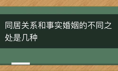 同居关系和事实婚姻的不同之处是几种