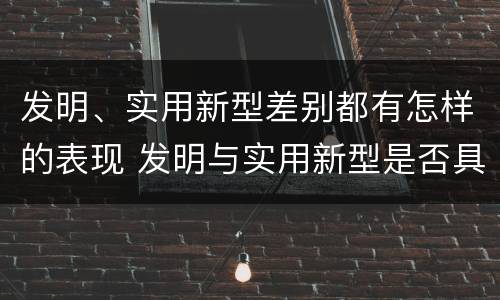 发明、实用新型差别都有怎样的表现 发明与实用新型是否具有实用性