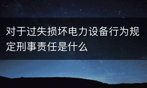 对于过失损坏电力设备行为规定刑事责任是什么