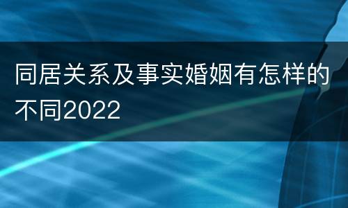 同居关系及事实婚姻有怎样的不同2022