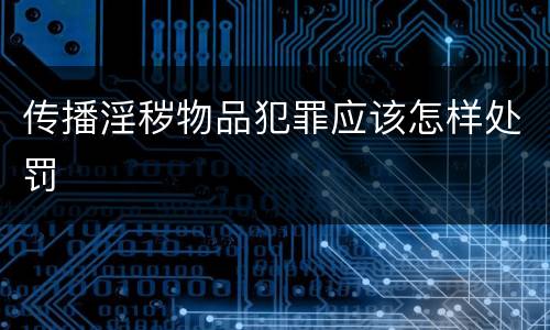 传播淫秽物品犯罪应该怎样处罚