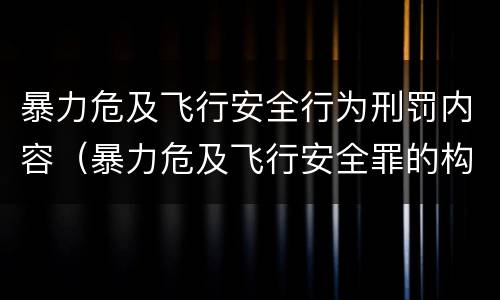 暴力危及飞行安全行为刑罚内容（暴力危及飞行安全罪的构成要件）