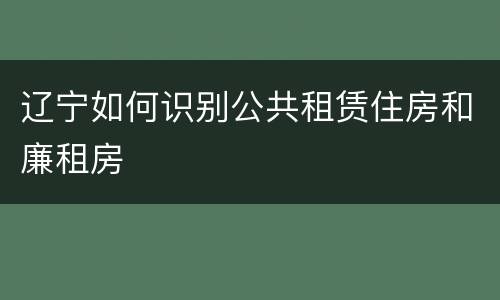 辽宁如何识别公共租赁住房和廉租房