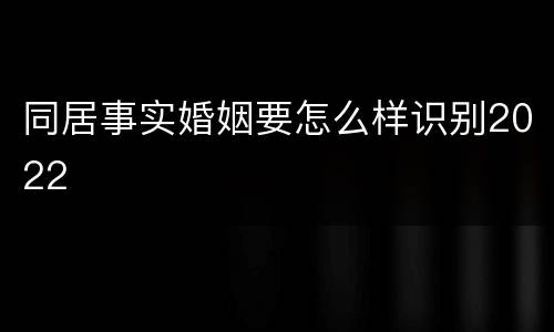 同居事实婚姻要怎么样识别2022