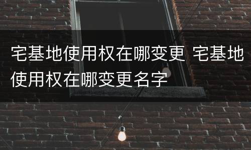 宅基地使用权在哪变更 宅基地使用权在哪变更名字