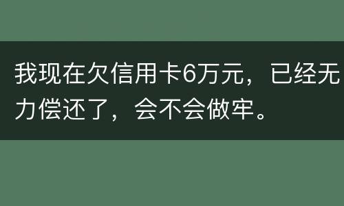 我现在欠信用卡6万元，已经无力偿还了，会不会做牢。