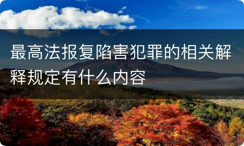 最高法报复陷害犯罪的相关解释规定有什么内容