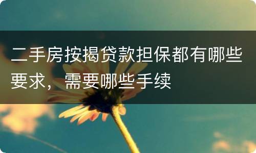 二手房按揭贷款担保都有哪些要求，需要哪些手续