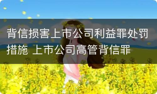背信损害上市公司利益罪处罚措施 上市公司高管背信罪