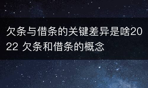欠条与借条的关键差异是啥2022 欠条和借条的概念