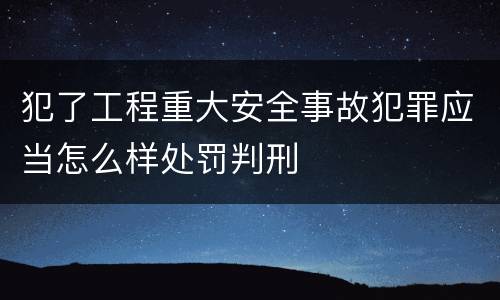 犯了工程重大安全事故犯罪应当怎么样处罚判刑