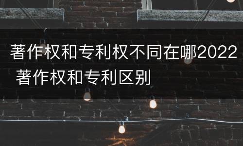 著作权和专利权不同在哪2022 著作权和专利区别
