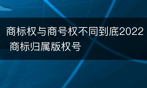 商标权与商号权不同到底2022 商标归属版权号