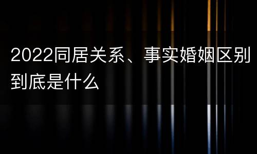 2022同居关系、事实婚姻区别到底是什么