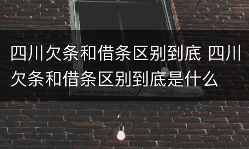 四川欠条和借条区别到底 四川欠条和借条区别到底是什么