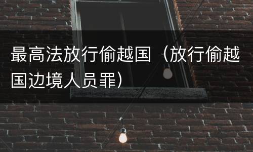 最高法放行偷越国（放行偷越国边境人员罪）