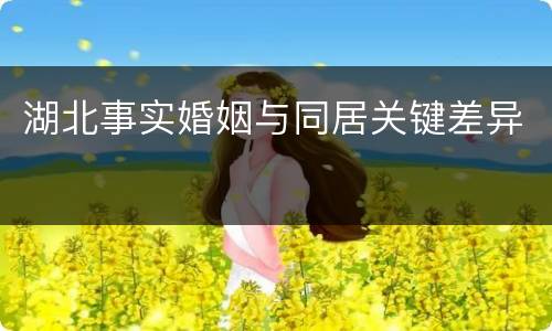 湖北事实婚姻与同居关键差异