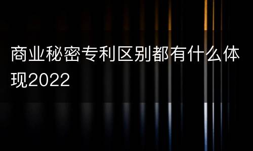 商业秘密专利区别都有什么体现2022
