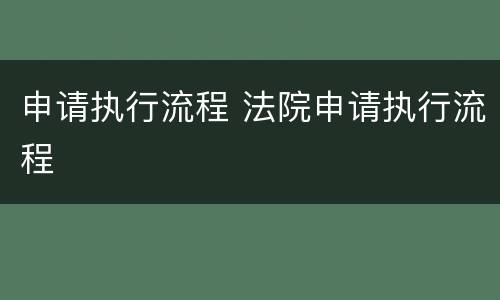 申请执行流程 法院申请执行流程