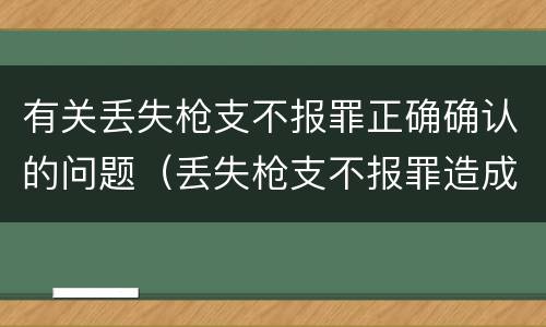 有关丢失枪支不报罪正确确认的问题（丢失枪支不报罪造成严重后果）