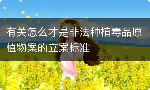 有关怎么才是非法种植毒品原植物案的立案标准