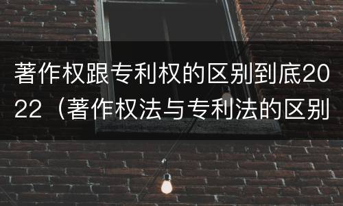 著作权跟专利权的区别到底2022（著作权法与专利法的区别）