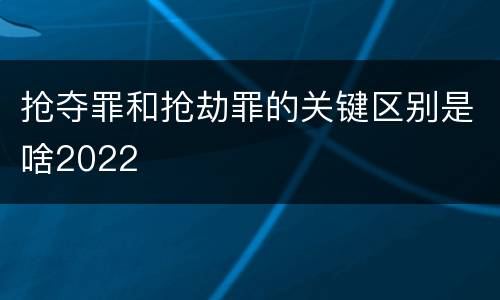 抢夺罪和抢劫罪的关键区别是啥2022