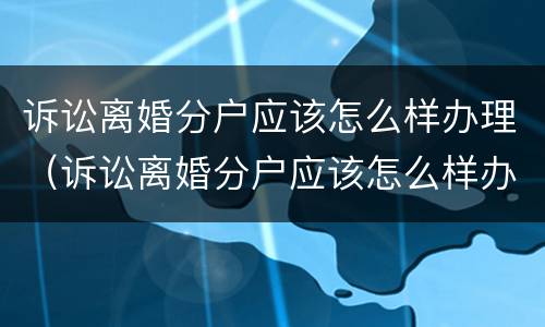 诉讼离婚分户应该怎么样办理（诉讼离婚分户应该怎么样办理手续）