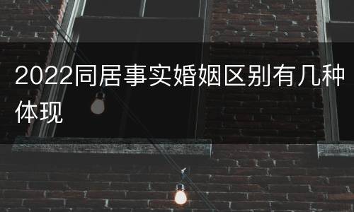 2022同居事实婚姻区别有几种体现