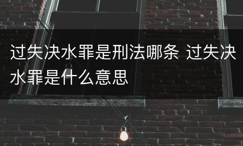 过失决水罪是刑法哪条 过失决水罪是什么意思